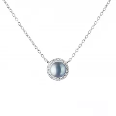 Gaura Pearls Silberkette - grau, Zirkonia, 41-48 cm, 925 Silber