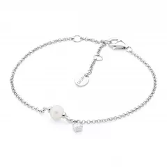 Gaura Pearls Perlenarmband - weiß, Zirkonia, 16-19 cm, 925 Silber