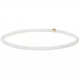 Gaura Pearls Perlenkette - Akoya-Perlen, weiß, rund, 45 cm, 585 Roségold